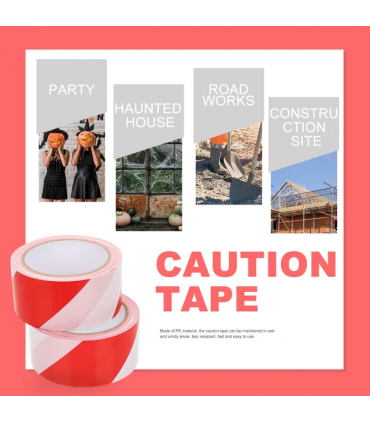 Red White Non-adhesive Striped Barricade Caution and Safety Hazard Tape