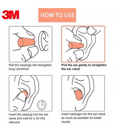 3M 1100 Noise Cancellation Earplugs - Orange