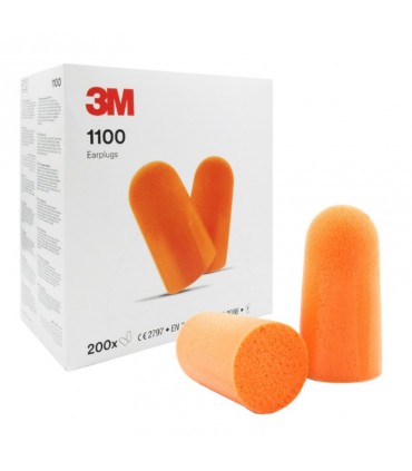 3M 1100 Noise Cancellation Earplugs - Orange - 200 Pieces
