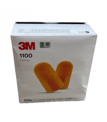 3M 1100 Noise Cancellation Earplugs - Orange - 200 Pieces
