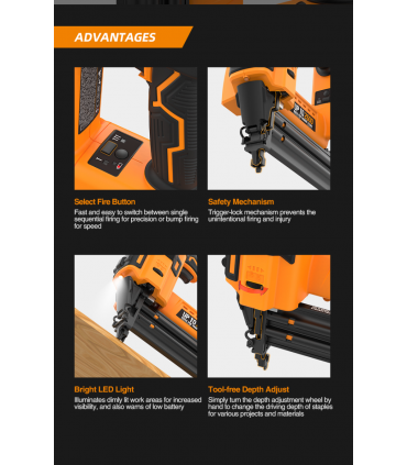 Freeman LDT50 20V Lithium-Ion 50mm Furniture Trim Cordless Nail Gun