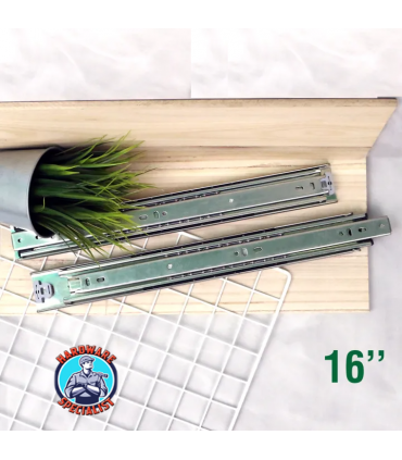 High Performance Rail Cold-Rolled Steel Full Extension Drawer Slide - 16 inch