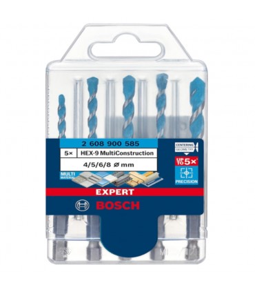 Bosch HEX-9 Expert 4-8 mm Multi Construction Drill Bit Set(Concrete/SoftWood/Plastic/SoftTiles)