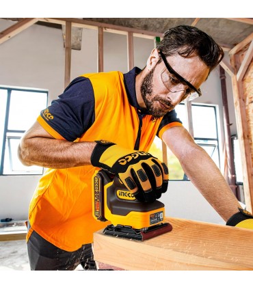 Ingco CSHSLI2014 20V Lithium-Ion Sheet Sander with 5pcs Sand Paper - Bare Unit