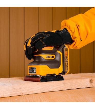 Ingco CSHSLI2014 20V Lithium-Ion Sheet Sander with 5pcs Sand Paper - Bare Unit