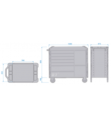 King Tony SQUAD Series 6+2 Drawers Bumper Type Heavy Duty Tool Trolley Cart
