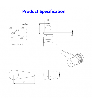 Estron Sliding Shower Latch for Swinging Doors