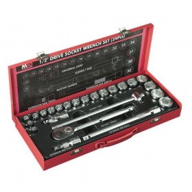 M10 419M 1/2" Drive 6 Pt Metric Socket Wrench Set (24pcs)