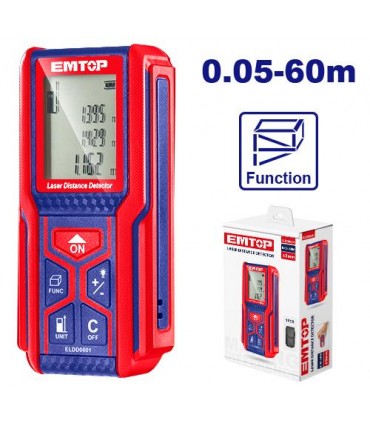 EMTOP 60m Mini Handheld Digital Laser Distance Detector Multifunctional Device For Area Volume Height