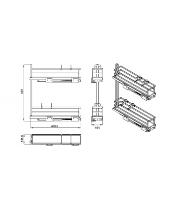 HAFELE Omero 200 Anti-Slip Mat Pull Out Kitchen Basket - Nano