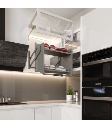 HAFELE Oria Soft-Close Lift and Pull Down Wall Cabinet Baskets
