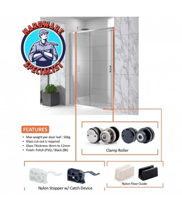 Shower Screen Sliding Door Roller Set (For Frameless Glass Door)
