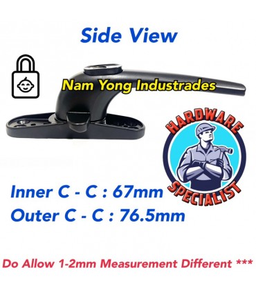 Hardware Specialist Child Lock Casement Window Handle - Black
