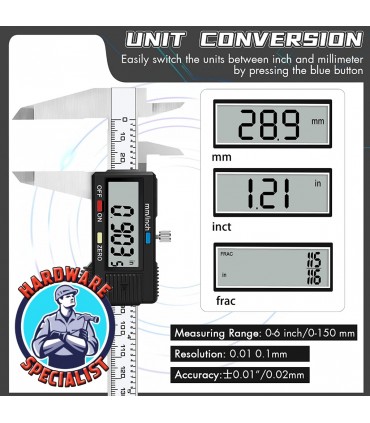 Hardware Specialist 150mm Stainless Steel Digital Caliper with Box