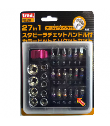 Trad TBS-271 27-in-1 Color Bit & Socket Set with Stubby Ratchet Handle