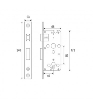 85 x 40 mm Stainless Steel Interior Mortise Lock