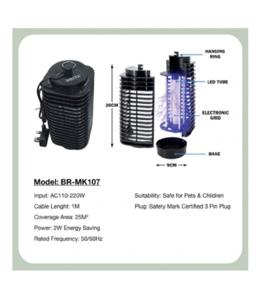 BRITZ BR-MK107 250V LED Hanging Ring Mosquito Killer Lamp