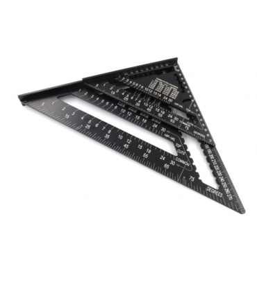 Aluminum Alloy Angle Protractor Speed Metric Square Measuring Triangle Ruler - Black