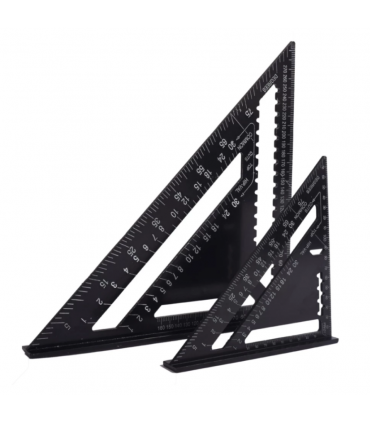 Aluminum Alloy Angle Protractor Speed Metric Square Measuring Triangle Ruler - Black