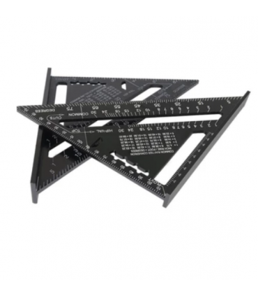 Aluminum Alloy Angle Protractor Speed Metric Square Measuring Triangle Ruler - Black