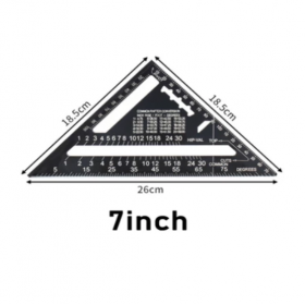 Aluminum Alloy Angle Protractor Speed Metric Square Measuring Triangle Ruler - Black