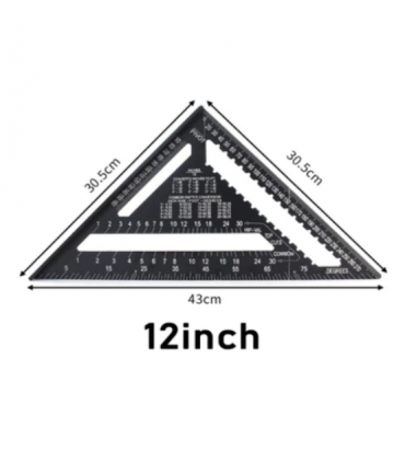 Aluminum Alloy Angle Protractor Speed Metric Square Measuring Triangle Ruler - Black
