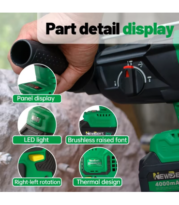 Newbeat NBT-CRH-26C 21V Brushless 2 x 4.0 Ah Cordless Rotary KitHammer
