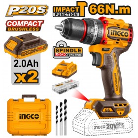 Ingco 20V Max Lithium-Ion Compact Brushless Cordless Impact Drill