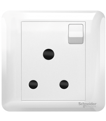 Schneider A3G15_15_WE_G2 15A 250V 1 Gang 3 Round Pin Switched Socket - White