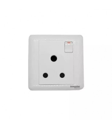 Schneider A3G15_15_WE_G2 15A 250V 1 Gang 3 Round Pin Switched Socket - White