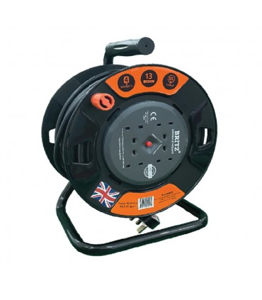 Britz 4X13A Heavy Duty Cable Reel With Surge Protection - 50m