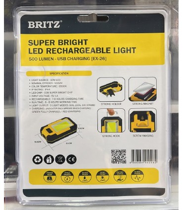 Britz EX-26 Super Bright 500 Lumen LED Rechargeable Light