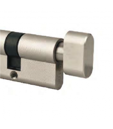 Nelon DT60-SN Double Thumbturn Key Cylinder with Knob - Satin Nickel