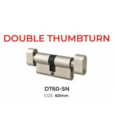 Nelon DT60-SN Double Thumbturn Key Cylinder with Knob - Satin Nickel