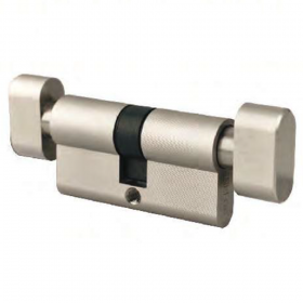 Nelon DT60-SN Double Thumbturn Key Cylinder with Knob - Satin Nickel
