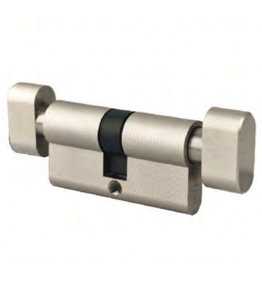 Nelon DT60-SN Double Thumbturn Key Cylinder with Knob - Satin Nickel