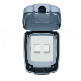 MK 86402 GRY Masterseal Compact 10A 2 Gang 2 Weatherproof Switch
