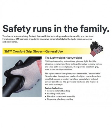 3M Comfort Grip Gloves Nitrile Coated Safety Glove (General Use)