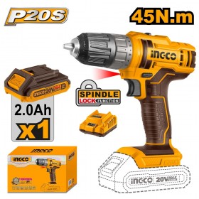 Ingco CDLI200518 20V Lithium-Ion 45Nm High Torque Cordless Drill Kit