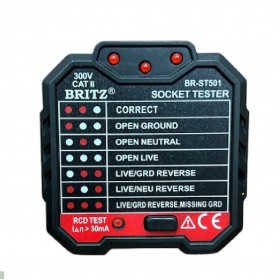 Britz BR-ST501 13A Check Plug Socket Tester with RCD Test Function