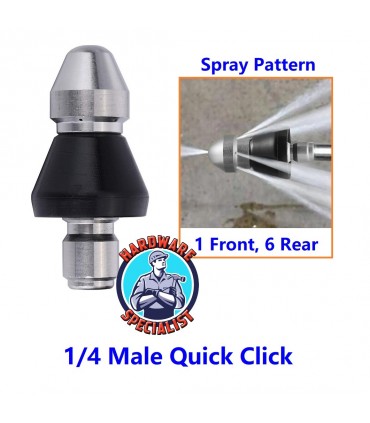 Hardware Specialist Quick Click Stainless Steel Sewer Jetter Pointed Nozzle
