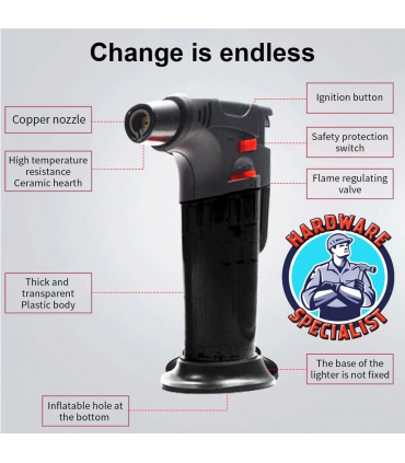 Hardware Specialist Jet Flame Refillable Torch Windproof Lighter
