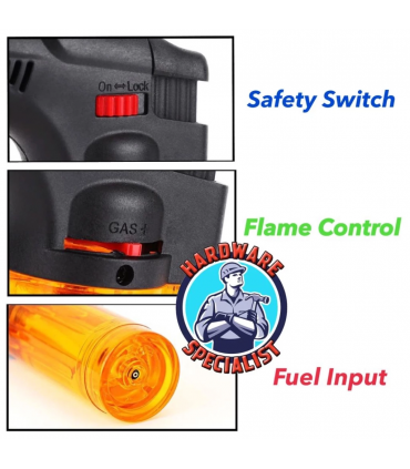 Hardware Specialist Jet Flame Refillable Torch Windproof Lighter