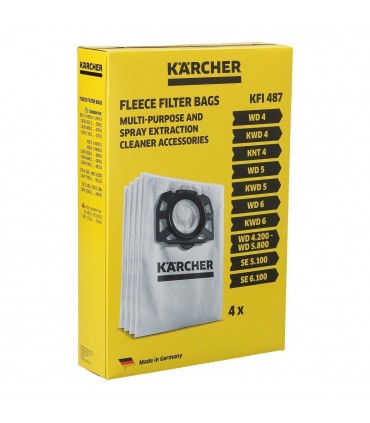 Karcher  KFI 487 Tear-Resistant Fleece Paper Filter Bag - 4 Pieces