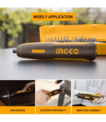 Ingco CSDLI04062 4V Lithium-Ion 5N.m Portable Rechargeable Cordless Screwdriver - 43 Pieces