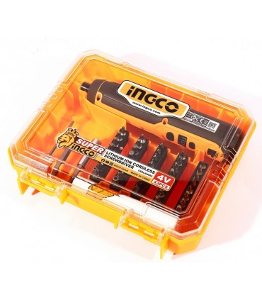Ingco CSDLI04062 4V Lithium-Ion 5N.m Portable Rechargeable Cordless Screwdriver - 43 Pieces