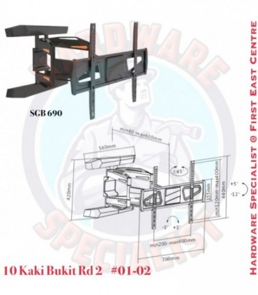 Titan SGB 690 Swivel Double Arm TV Bracket