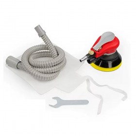 Heavy Duty 5 Inch Pneumatic Random Orbital Sander with Built-In Vacuum Connector Hose