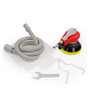 Heavy Duty 5 Inch Pneumatic Random Orbital Sander with Built-In Vacuum Connector Hose