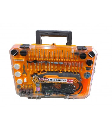 Ingco MG133281 130W Portable Compact 1/8" Corded Mini Die Grinder Kit - 252 Pieces